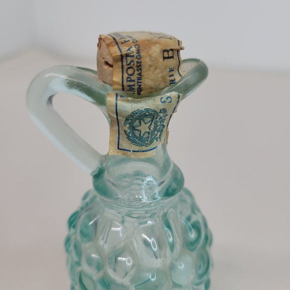 Vintage Vinegar Oil Bottle Hobnail Blue Green Glass Decanter Vase Pitcher - Picture 4 of 4